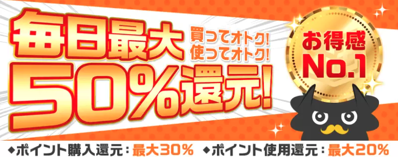 まんが王国の50％還元ページ