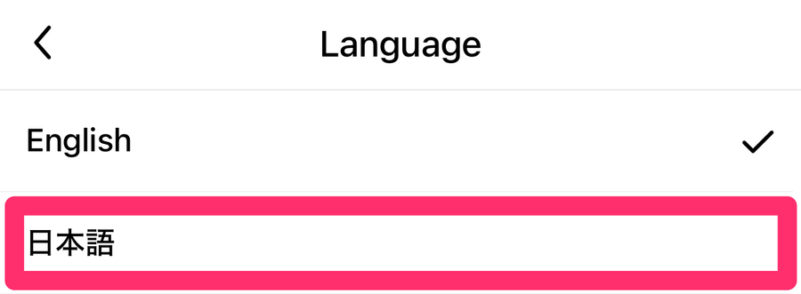 スマホ版Temu言語設定画面の画像